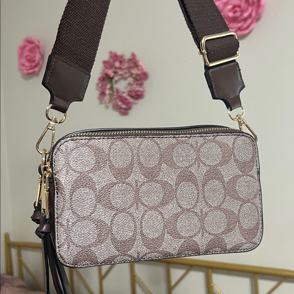 Brown Patterned Women Bag Set